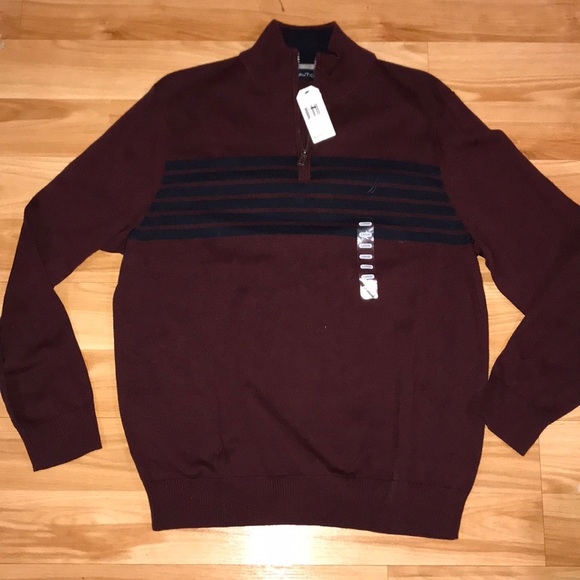 Nautica Other - Men’s nautica maroon navy 1/4 Zip NWT Large